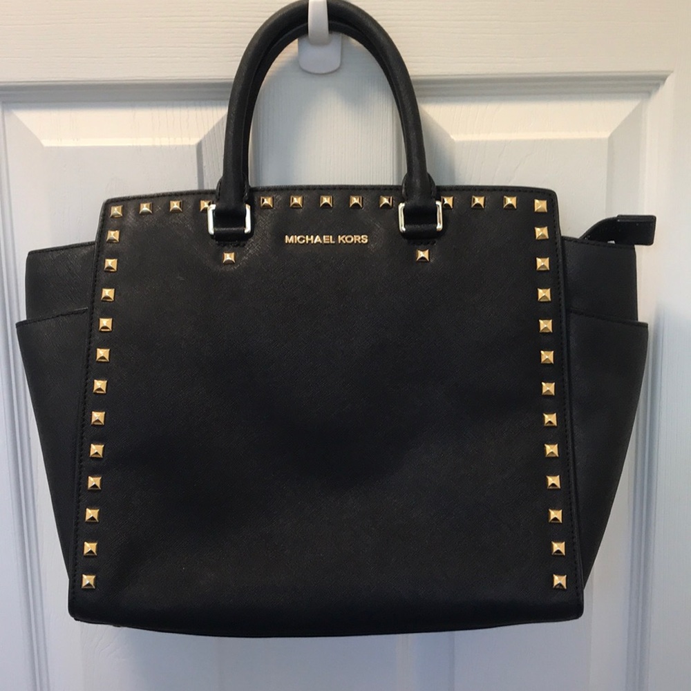 Michael Kors Black Studded Leather Tote